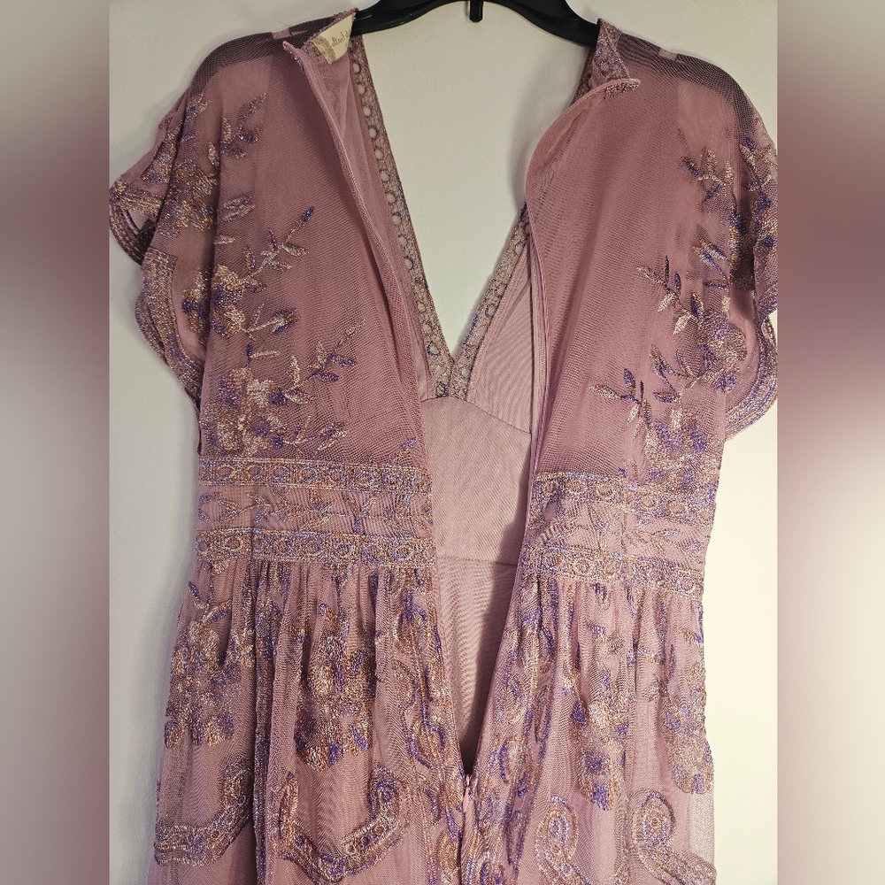 Dusty Rose Embroidered V-Neck Maxi Dress - Picture 8 of 12